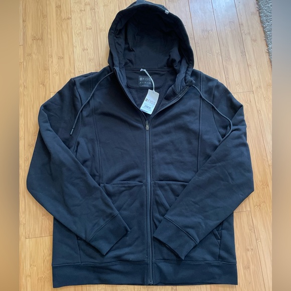 Figs Jackets & Coats Figs Black Hoodie Size Xl On Shift Full Zip